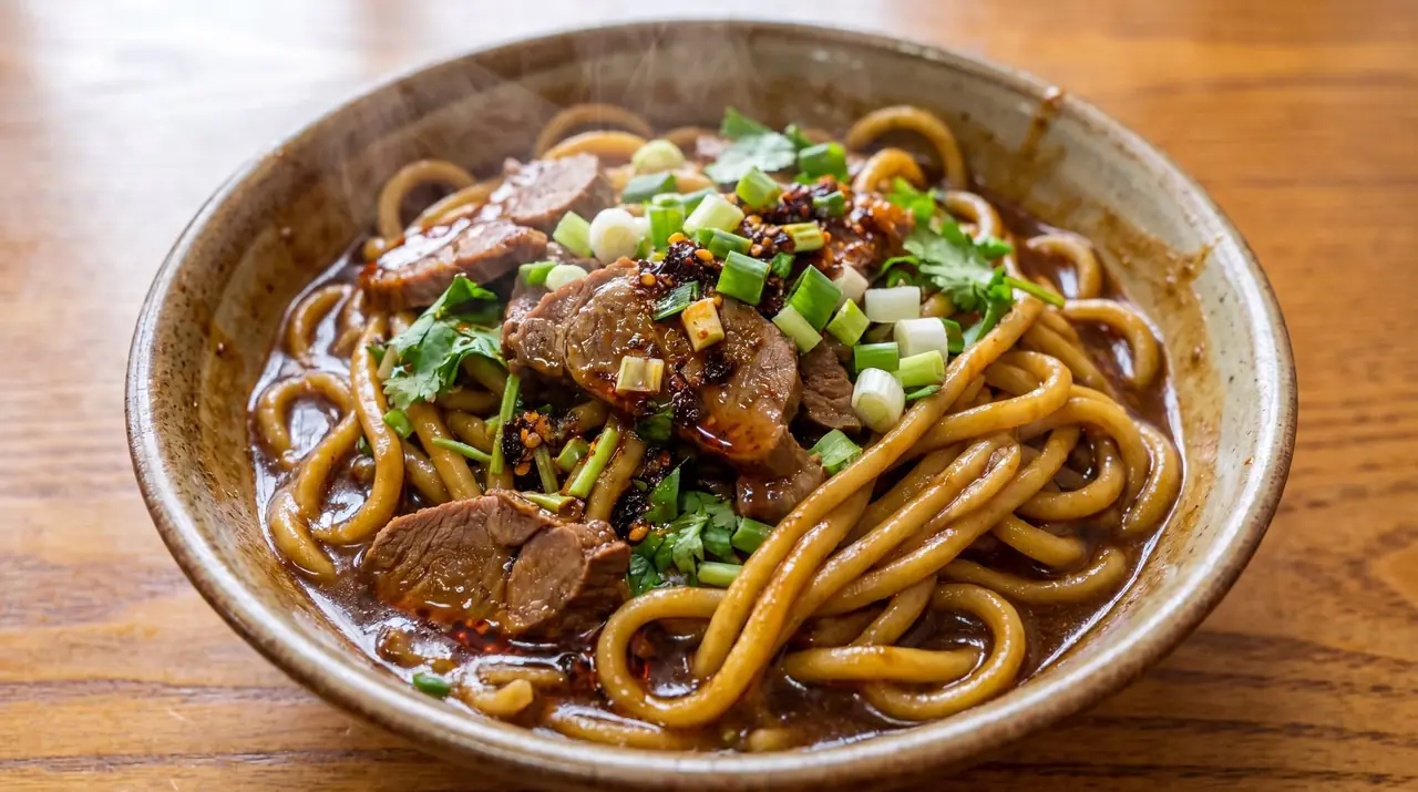 Donkey meat yellow noodles, a Dunhuang specialty
