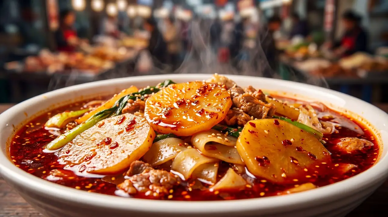 Tianshui malatang with its signature bright red chili oil